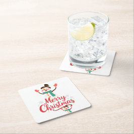Porta-copo De Papel Quadrado Bálsamo Labial Festivo Homem de Neve Natal Feliz