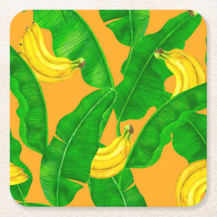 Porta-copo De Papel Quadrado Bananas e folhas design