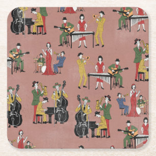 Porta-copo De Papel Quadrado Banda de Jazz Vintage