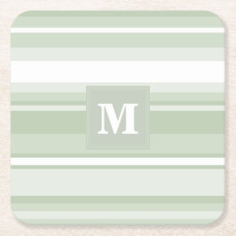 Porta-copo De Papel Quadrado Banda verde pálida monograma