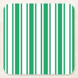 Porta-copo De Papel Quadrado Bandas de doces brancas e verdes