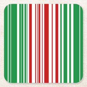 Porta-copo De Papel Quadrado Bandas Vermelhas e Verdes