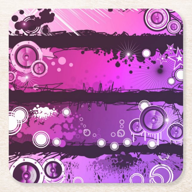 Porta-copo De Papel Quadrado Bandeira 3 da música do estilo do Grunge (Frente)