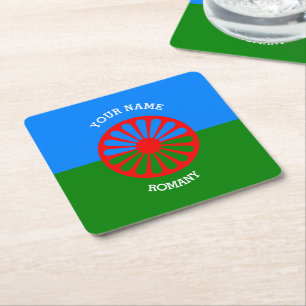Porta-copo De Papel Quadrado Bandeira aciganada dos viajantes do Romani de