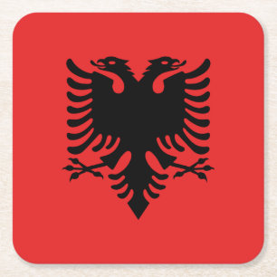 Porta-copo De Papel Quadrado Bandeira albanesa patriótica