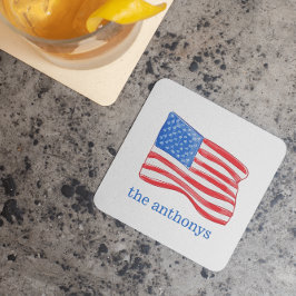 Porta-copo De Papel Quadrado Bandeira Americana Personalizada Patriótica