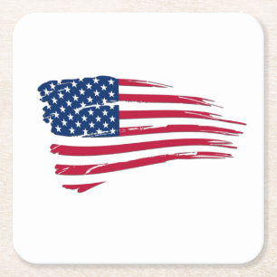 Porta-copo De Papel Quadrado Bandeira Americana Rasgada
