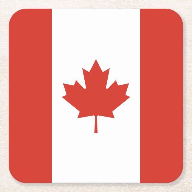 Porta-copo De Papel Quadrado Bandeira Canadense Patriótica (Frente)