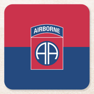 Porta-copo De Papel Quadrado Bandeira da 82ª Divisão Aerotransportada Veterano 