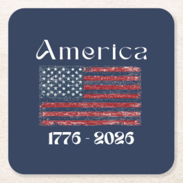 Porta-copo De Papel Quadrado Bandeira da América de 1776 a 2026 Aniversário de 