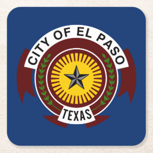 Porta-copo De Papel Quadrado Bandeira da cidade de El Paso, casta de papel quad