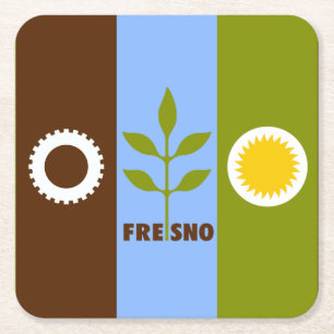 Porta-copo De Papel Quadrado Bandeira da cidade de Fresno, Califórnia