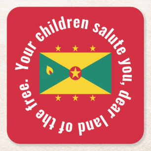 Porta-copo De Papel Quadrado Bandeira da Guiana Hino Nacional Vermelho Verde Am
