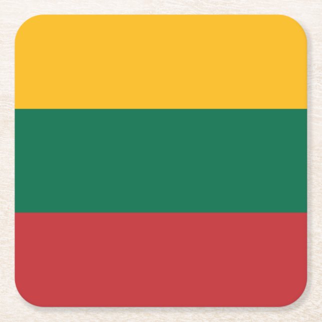 Porta-copo De Papel Quadrado Bandeira da Lituânia (Frente)