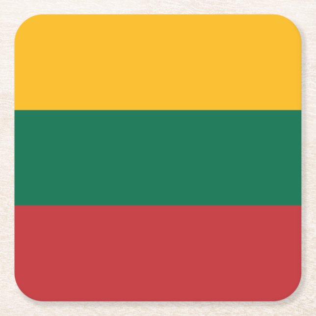 Porta-copo De Papel Quadrado Bandeira da Lituânia (Frente)