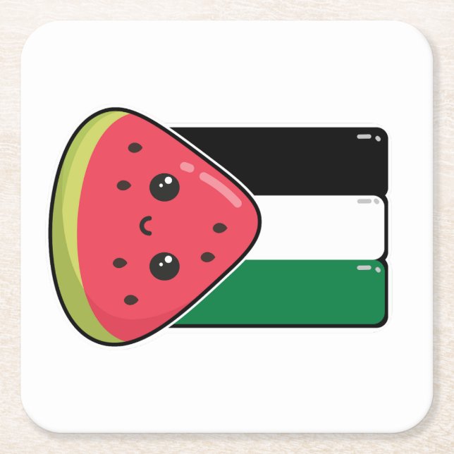 Porta-copo De Papel Quadrado Bandeira da Palestina Cura com Palestina Livre de  (Frente)