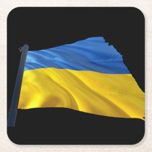 Porta-copo De Papel Quadrado Bandeira da Ucrânia - Guerra, Política, Sofrimento