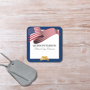 Porta-copo De Papel Quadrado Bandeira de Aposentadoria Militar Crista Dourada