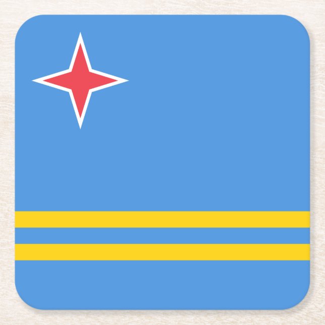 Porta-copo De Papel Quadrado Bandeira de Aruba Patriótica (Frente)