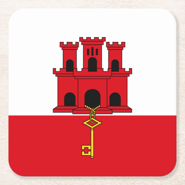 Porta-copo De Papel Quadrado Bandeira de Gibraltar (Frente)