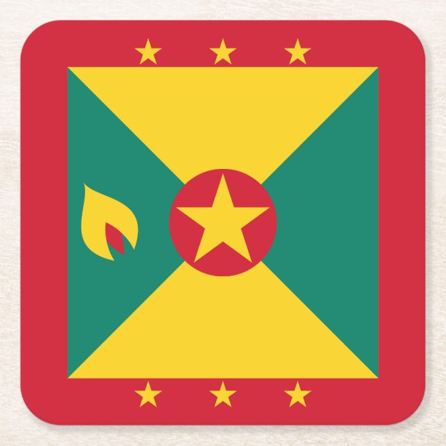 Porta-copo De Papel Quadrado Bandeira de Granada (Frente)
