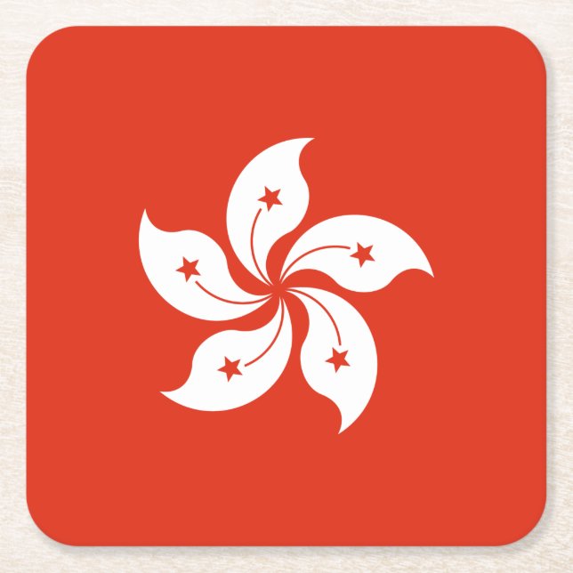 Porta-copo De Papel Quadrado Bandeira de Hong Kong (Frente)