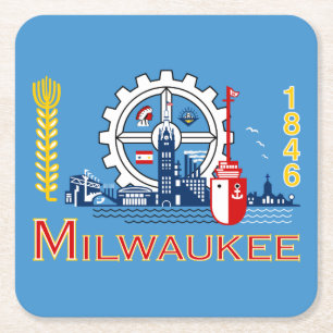 Porta-copo De Papel Quadrado Bandeira de Milwaukee, Porta copos de Papel Quadra