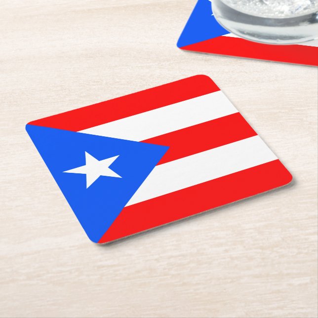 Porta-copo De Papel Quadrado Bandeira de Puerto Rico (Inclinado)