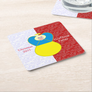 Porta-copo De Papel Quadrado Bandeira do Anjo Ucraniano em Personalizado Vermel
