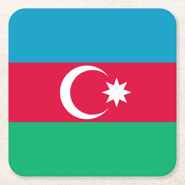 Porta-copo De Papel Quadrado Bandeira do Azerbaijão Patriótico (Frente)