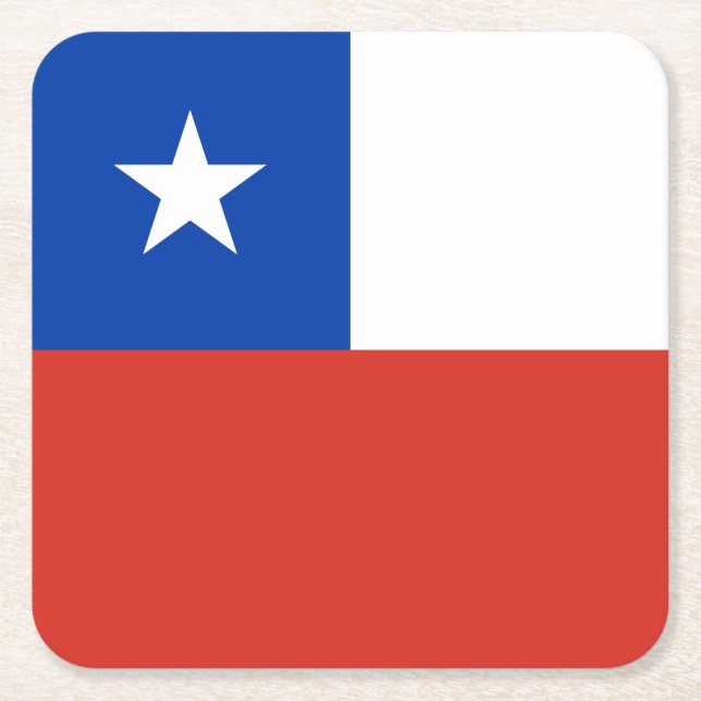Porta-copo De Papel Quadrado Bandeira do Chile (Frente)