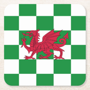 Porta-copo De Papel Quadrado Bandeira do Dragão Vermelho Céltico Místico do Paí