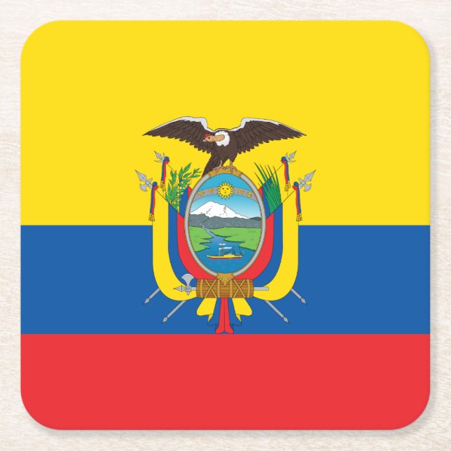 Porta-copo De Papel Quadrado Bandeira do Equador (Frente)