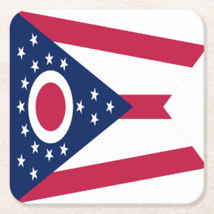 Porta-copo De Papel Quadrado Bandeira do Estado de Ohio