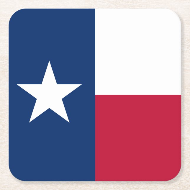 Porta-copo De Papel Quadrado Bandeira do Texas (Frente)