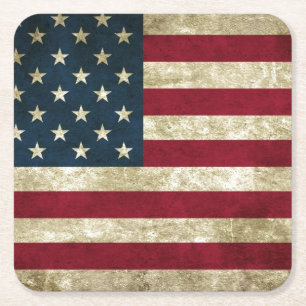 Porta-copo De Papel Quadrado Bandeira dos EUA Grunge