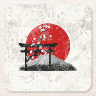 Porta-copo De Papel Quadrado Bandeira e símbolos de Japão ID153