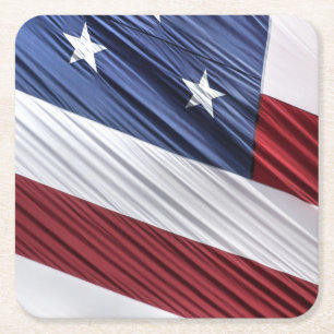 Porta-copo De Papel Quadrado Bandeira Patriótica Americana Vermelha, Branca e 