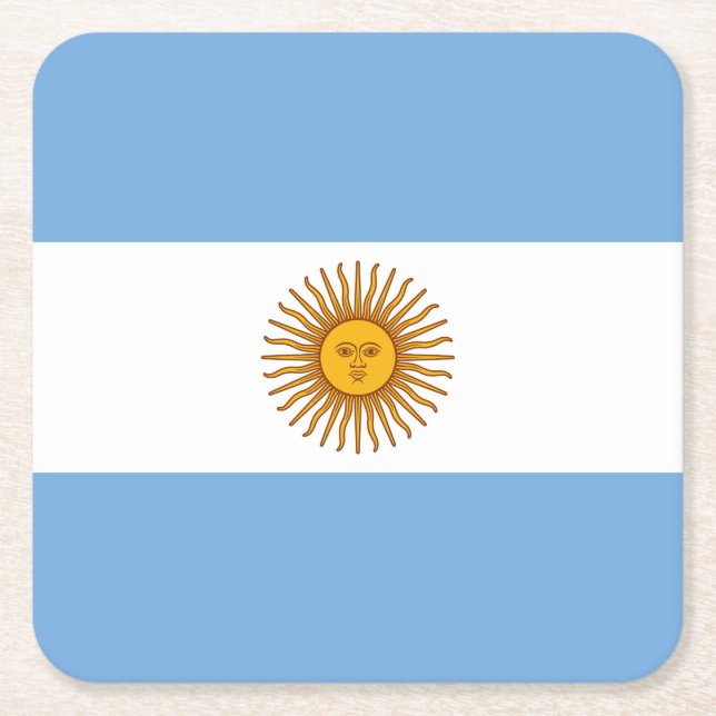 Porta-copo De Papel Quadrado Bandeira Patriótica Argentina (Frente)