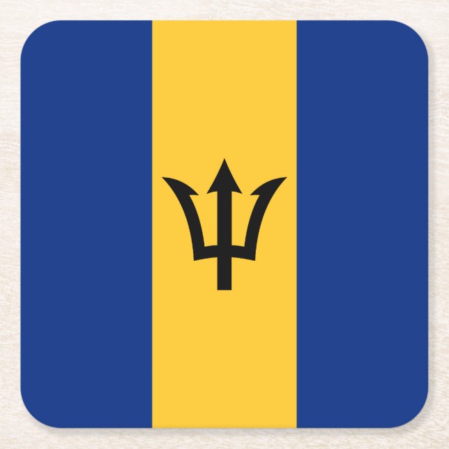 Porta-copo De Papel Quadrado Bandeira Patriótica Barbados (Frente)