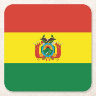 Porta-copo De Papel Quadrado Bandeira Patriótica da Bolívia