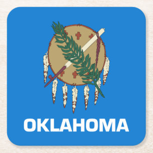 Porta-copo De Papel Quadrado Bandeira patriótica do estado de Oklahoma