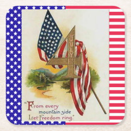 Porta-copo De Papel Quadrado Bandeira Patriótica do Quarto de julho