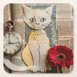 Porta-copo De Papel Quadrado Bandeja de Gato de Papel