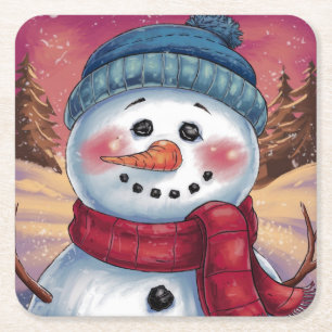 Porta-copo De Papel Quadrado Bandeja de Papel Homem de Neve