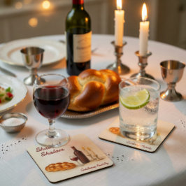 Porta-copo De Papel Quadrado Bandeja Personalizada Shabbat Shalom Aquarela