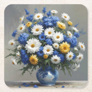 Porta-copo De Papel Quadrado Bando de Flores de Aquarela Elegante