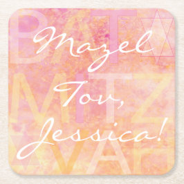 Porta-copo De Papel Quadrado BAR BM ou Bat Mitzvah simplesmente sutil