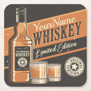 Porta-copo De Papel Quadrado Bar de Garrafa de Licor de Uísque Personalizado O