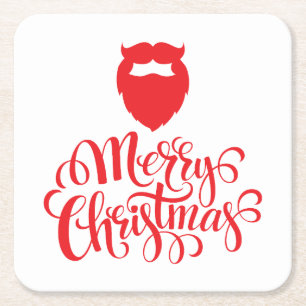 Porta-copo De Papel Quadrado Barba Papai noel de Natal